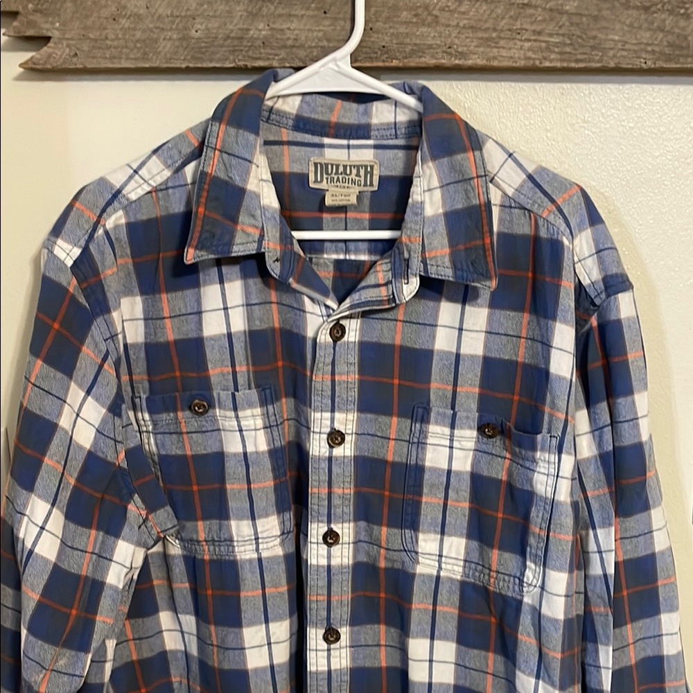 Duluth Trading Co Blue Plaid Men's Shirt